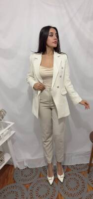 CHANEL DÜZ BEYAZ CEKET - 4