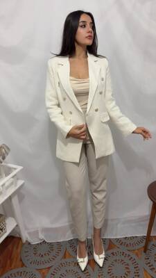 CHANEL DÜZ BEYAZ CEKET - 5