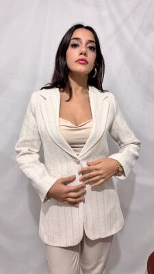 CHANEL DÜZ BEYAZ CEKET - 16