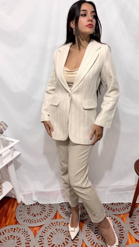 CHANEL DÜZ BEYAZ CEKET - 19