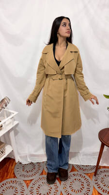 KOL KEMERLİ TRENÇKOT CAMEL  - 2