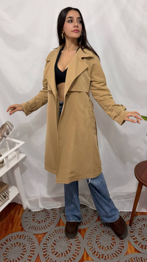 KOL KEMERLİ TRENÇKOT CAMEL  - 4