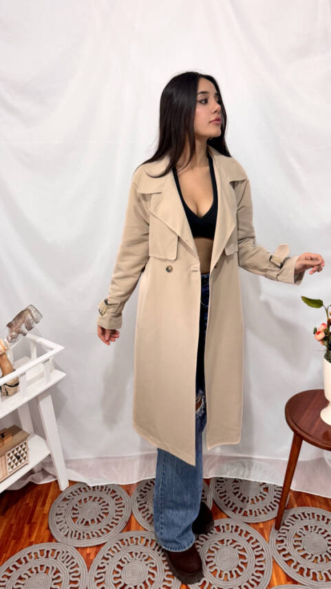 KOL KEMERLİ TRENÇKOT BEJ - 2