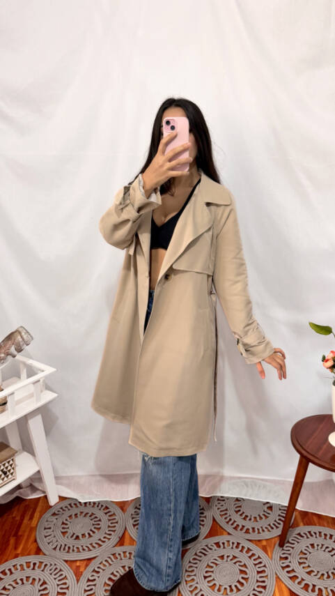 KOL KEMERLİ TRENÇKOT BEJ - 3