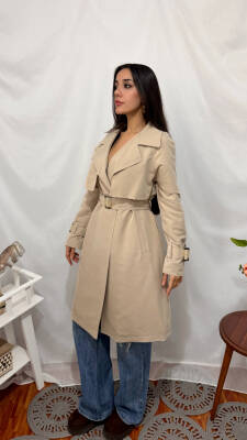 KOL KEMERLİ TRENÇKOT BEJ - 4