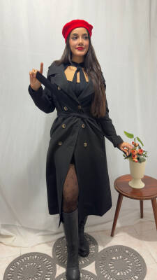 TAM BOY TRENÇKOT - SİYAH  - 5