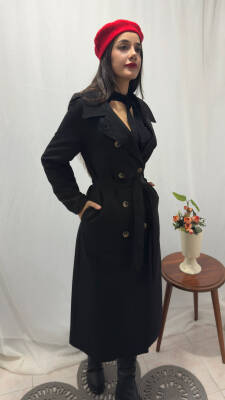 TAM BOY TRENÇKOT - SİYAH 