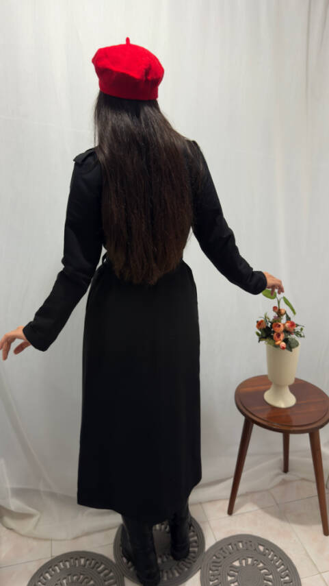 TAM BOY TRENÇKOT - SİYAH  - 7