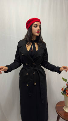 TAM BOY TRENÇKOT - SİYAH  - 2