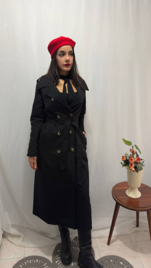 TAM BOY TRENÇKOT - SİYAH  - 3