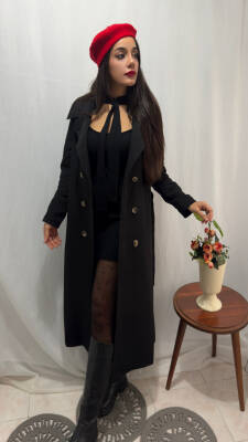 TAM BOY TRENÇKOT - SİYAH  - 4